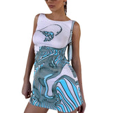 Y2k Graphic Body-con Sleeveless Dress